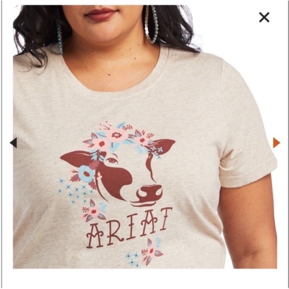 Ariat Real Moo Short Sleeve Tee Cream Size L - Picture 2 of 9